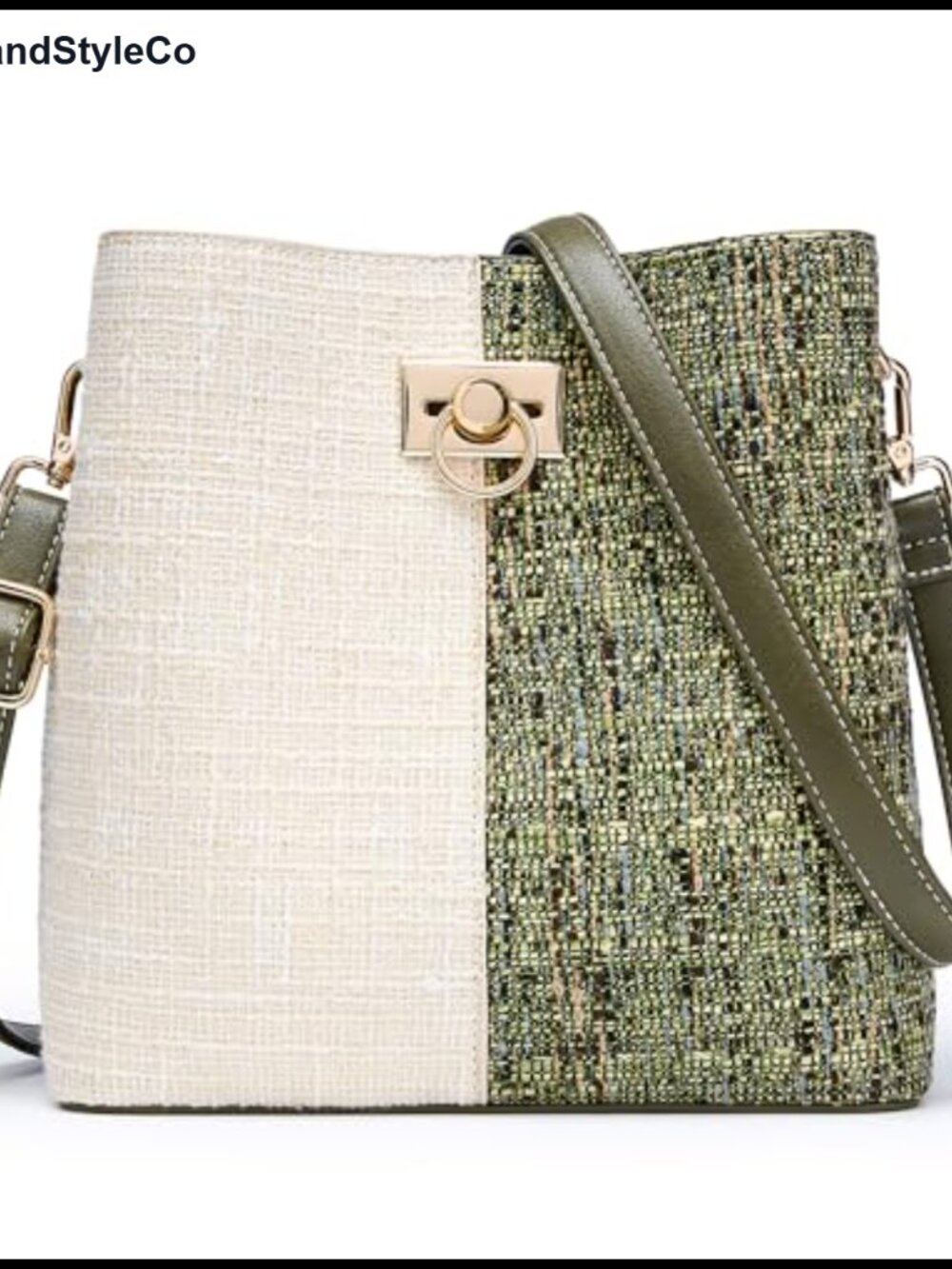 Vegan Leather Crossbody Bucket Bag Multi Pocket Shoulder Purse